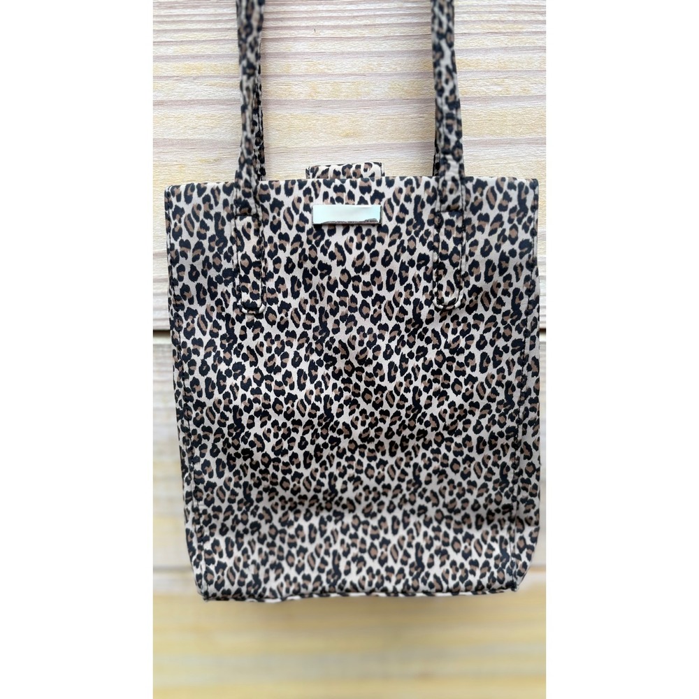 Nine West Leopard Print Tote Bag Small Shoulder Bag Brown Black Animal Print - Picture 3 of 9